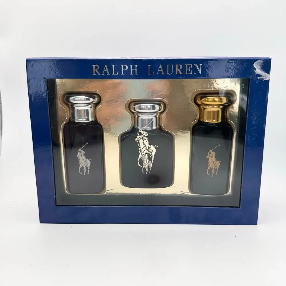 Ralph Lauren Polo 3 Men Fragrance Black Blue Green Box Gift Set Travel New